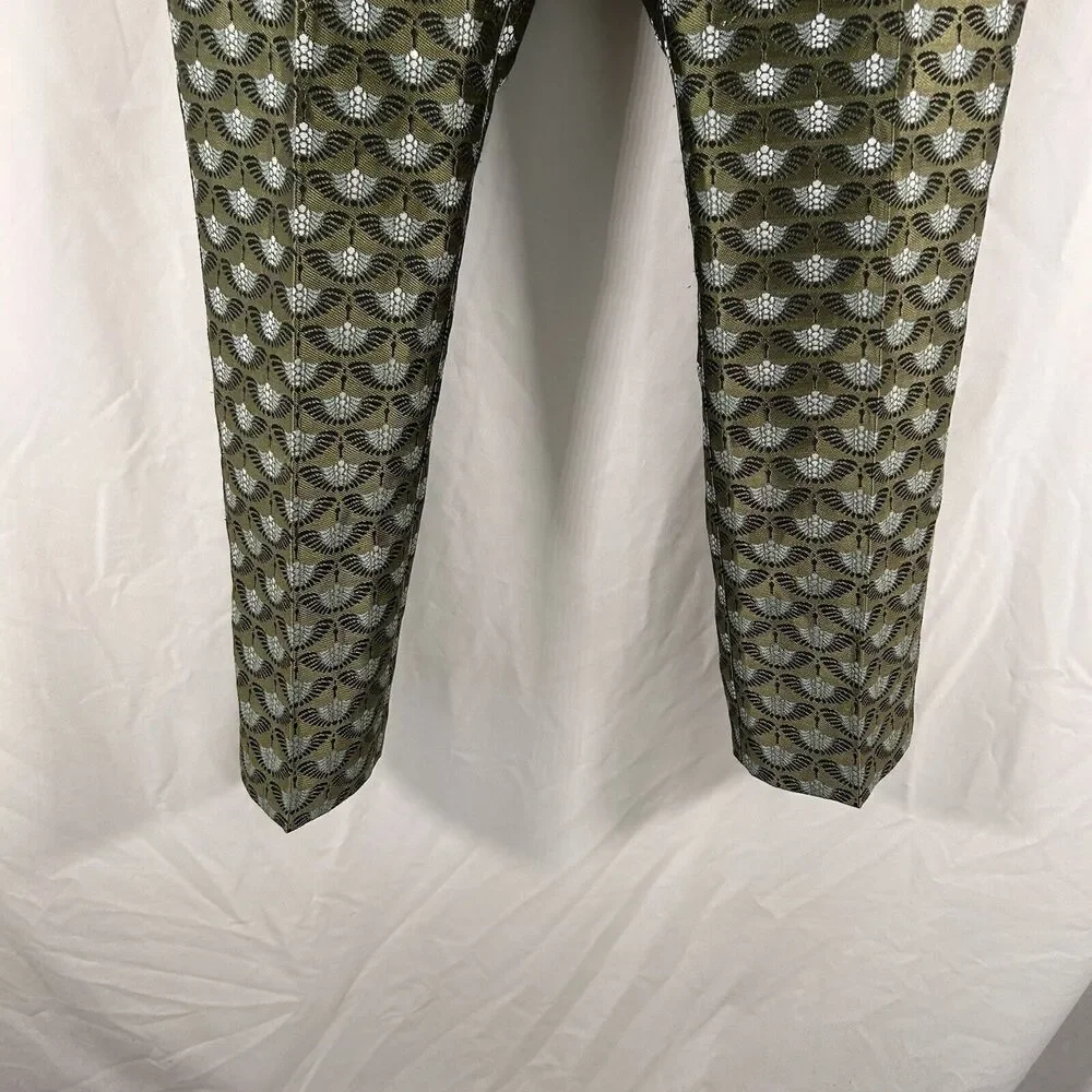 Ann Taylor Dress Pants Women's 8 Green Metallic Signature Mid Rise Pockets
